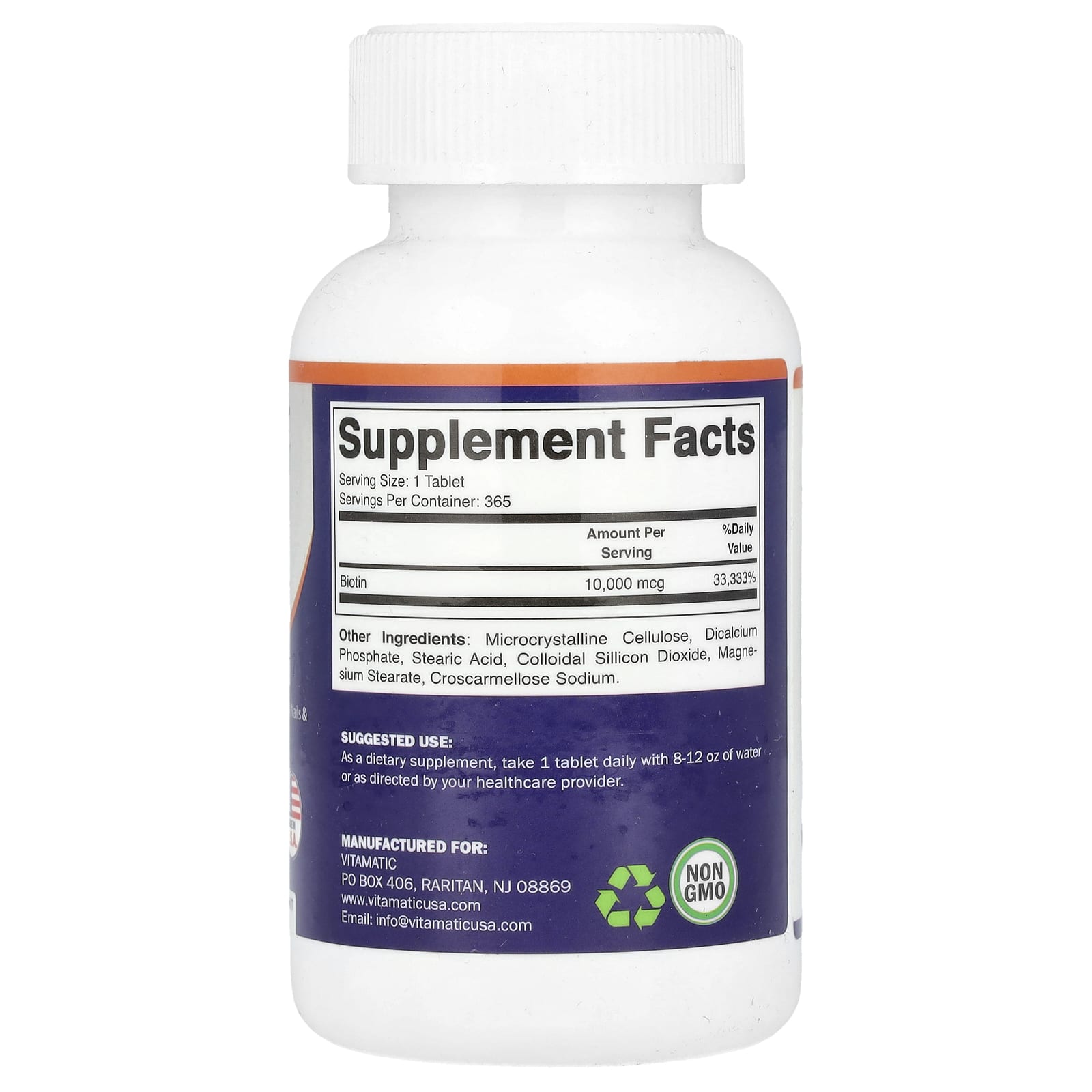 Vitamatic, Biotin, Max Strength, 10,000 mcg, 365 Tablets