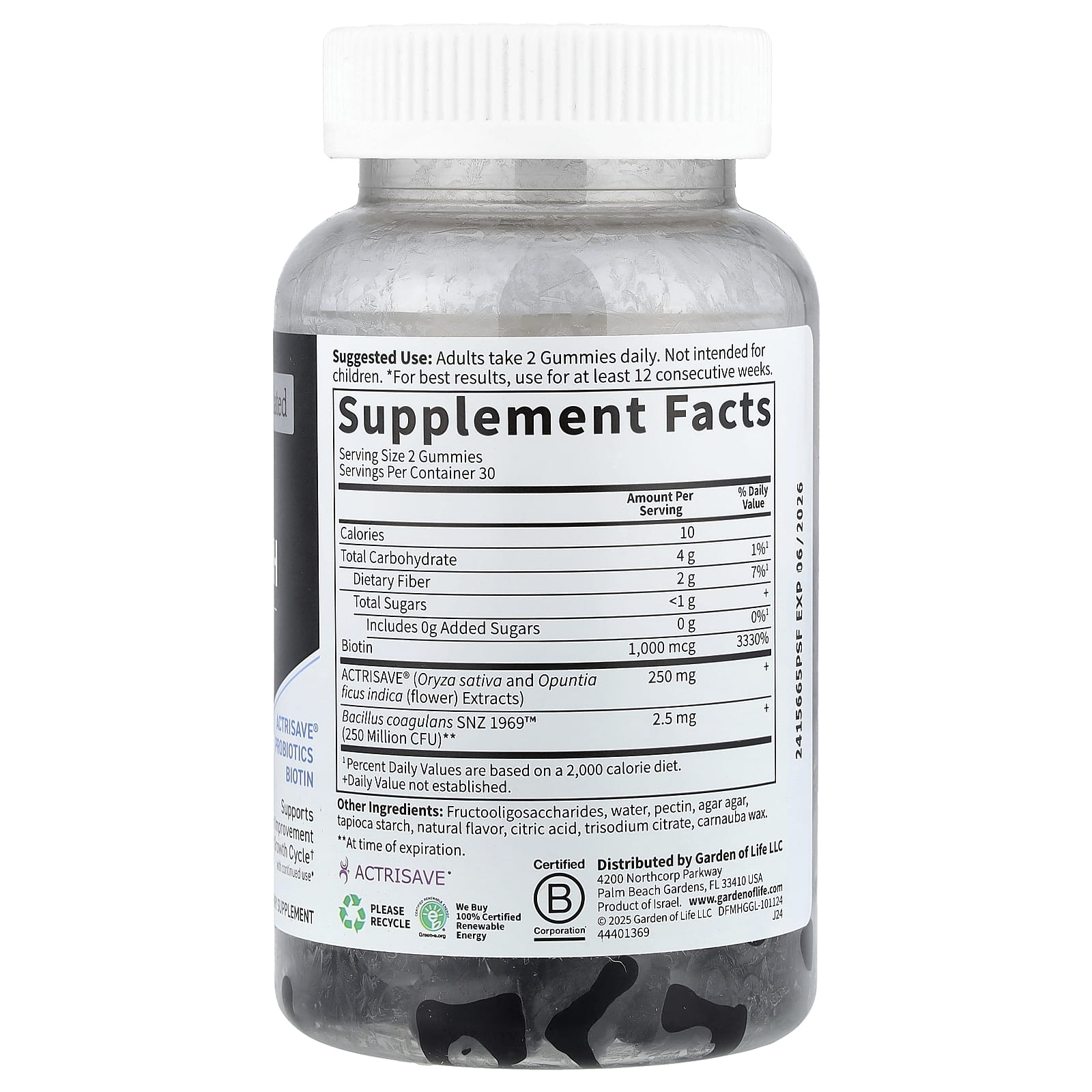 Garden of Life, Hair Growth Gummies for Men, Berry, 60 Gummies