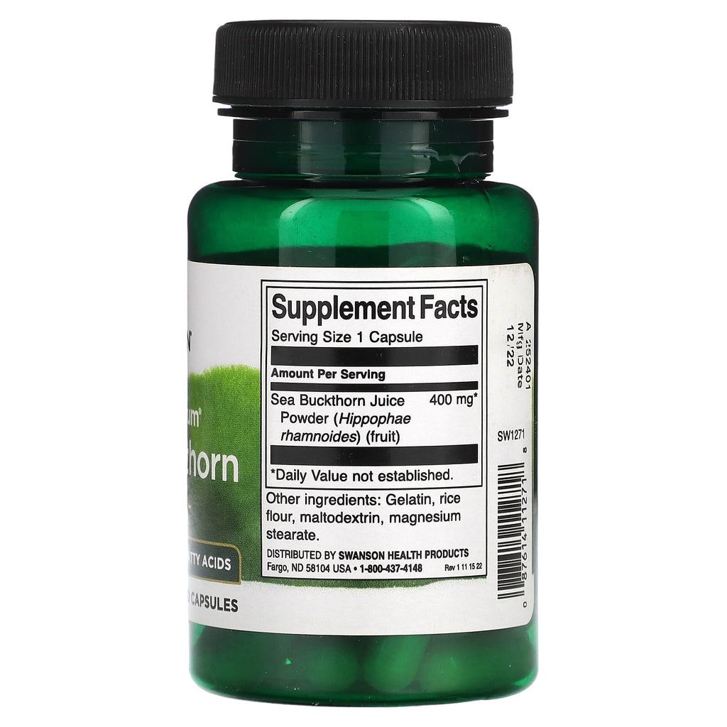 Swanson, Full Spectrum Sea Buckthorn, 60 Capsules (400 mg per Capsule)