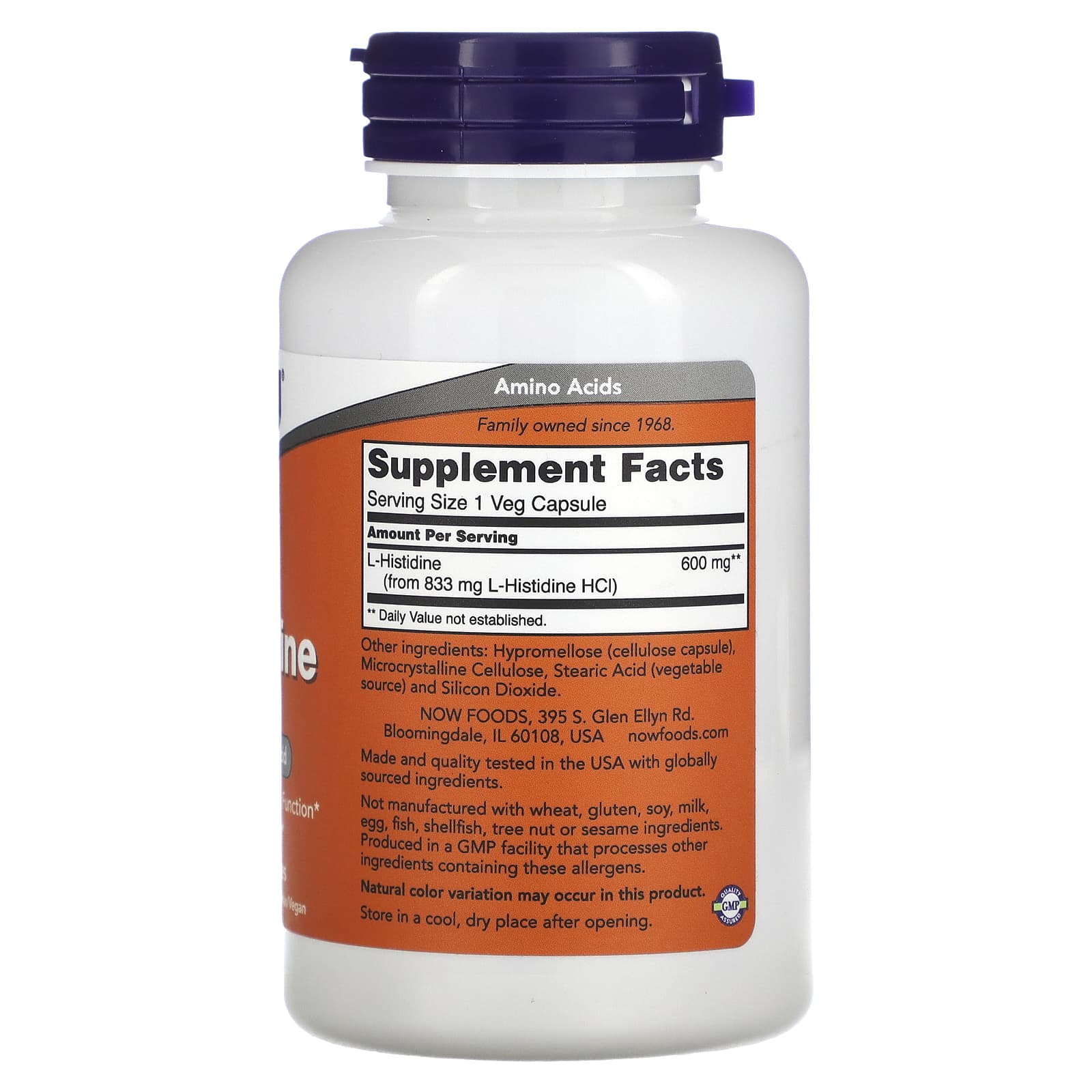 NOW Foods, L-Histidine, 600 mg, 60 Veg Capsules