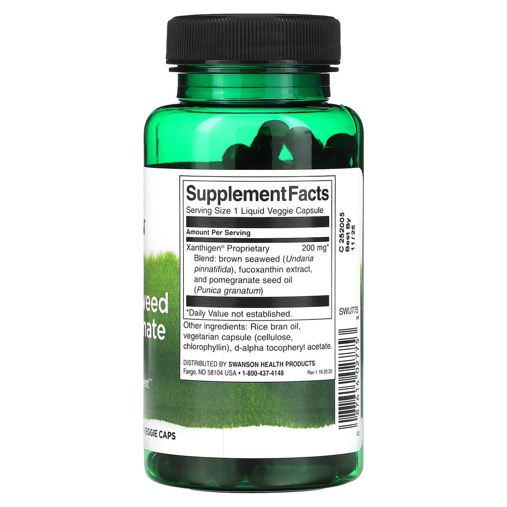 Swanson, Xanthigen Brown Seaweed & Pomegranate Blend, 200 mg, 90 Liquid Veggie Caps