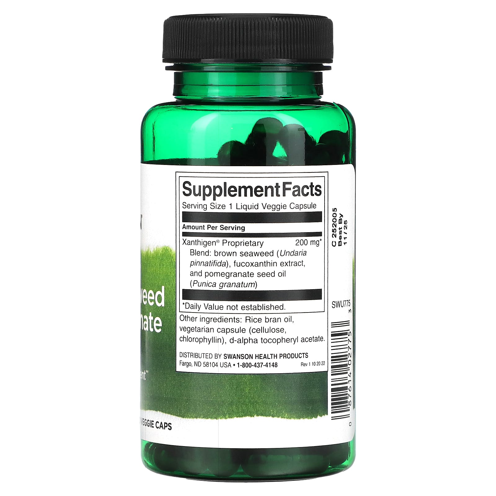 Swanson, Xanthigen Brown Seaweed & Pomegranate Blend, 200 mg, 90 Liquid Veggie Caps