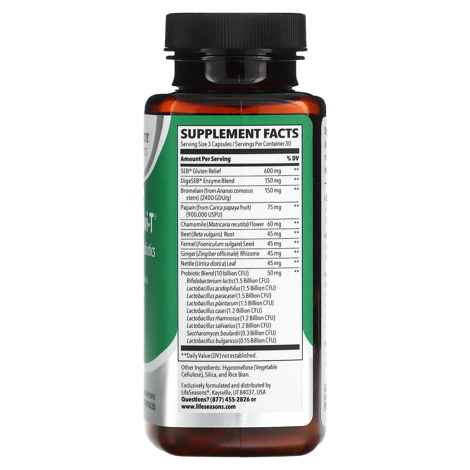 LifeSeasons, Digestivi-T, Enzymes + Probiotics, 90 Veg Capsules