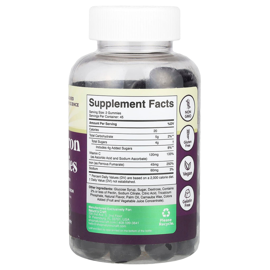 Nature's Craft, Super Iron Gummies, Grape , 90 Gummies