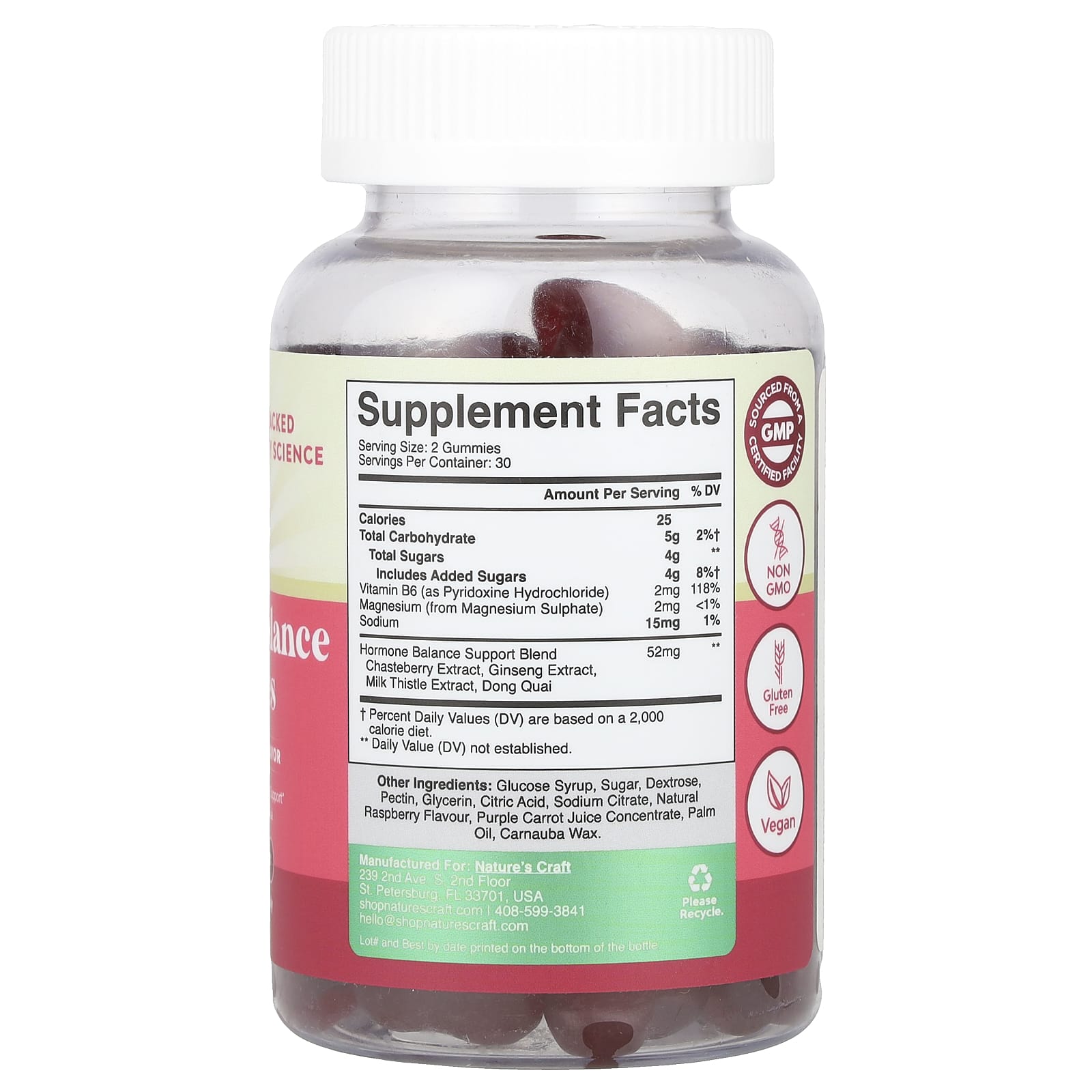 Nature's Craft, Women's Wellness, Hormone Balance Gummies, Raspberry, 60 Gummies
