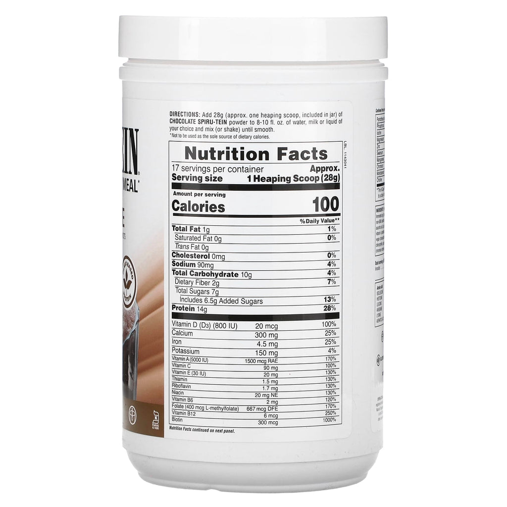 NaturesPlus, Spiru-Tein, Protein Powder Meal, Chocolate, 1.05 lbs (476 g)