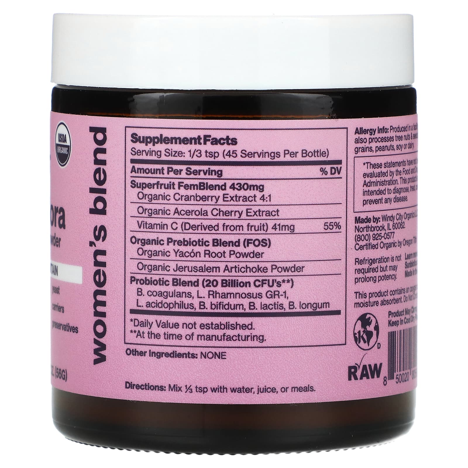 Sunbiotics, Friendlier Flora, Women's Blend, Probiotic & Prebiotic Powder, 2 oz (56 g)
