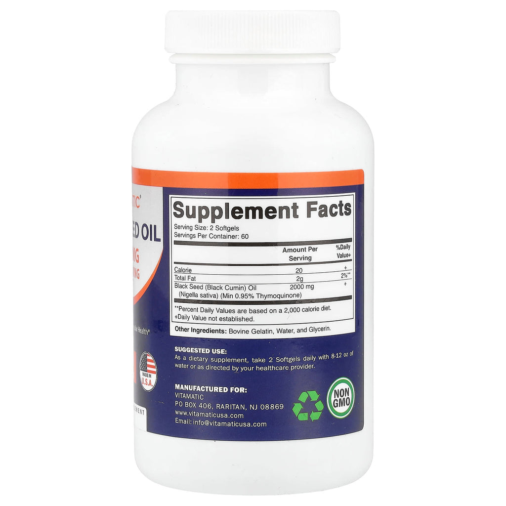 Vitamatic, Black Seed Oil, 120 Softgels (1,000 mg per Softgel)
