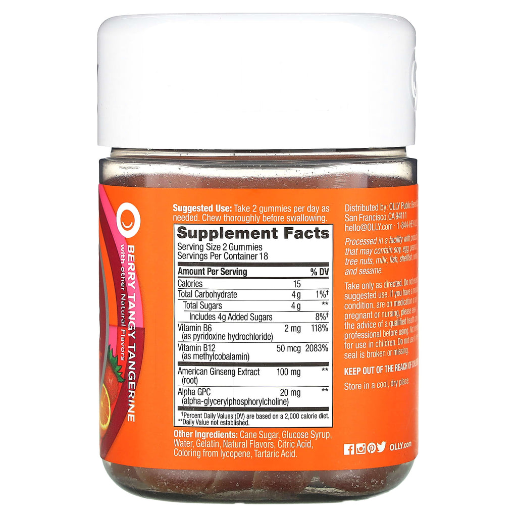OLLY, Laser Focus Gummies, Berry Tangy Tangerine, 36 Gummies