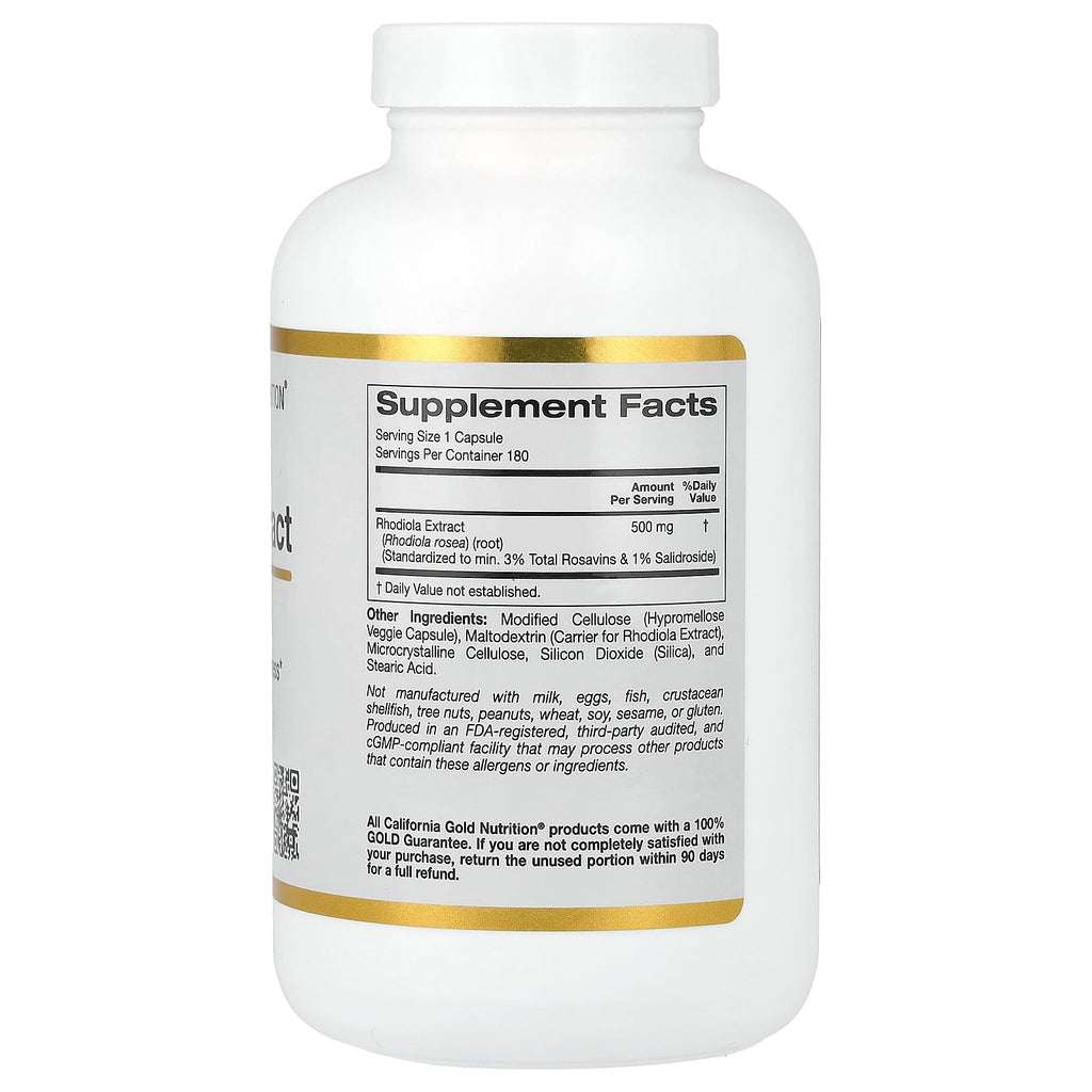 California Gold Nutrition, Rhodiola Extract, 500 mg, 180 Veggie Capsules