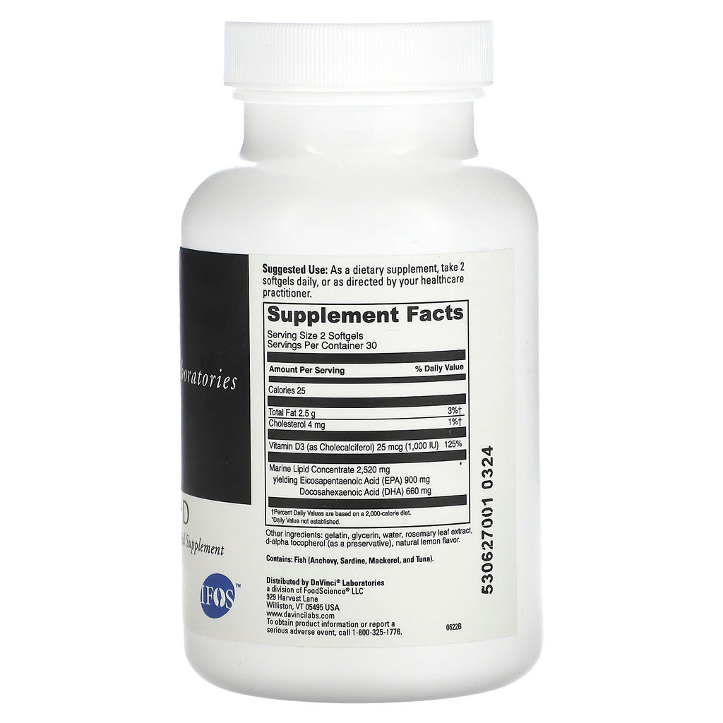 DaVinci Laboratories, Omega 3 HP-D, 60 Softgels