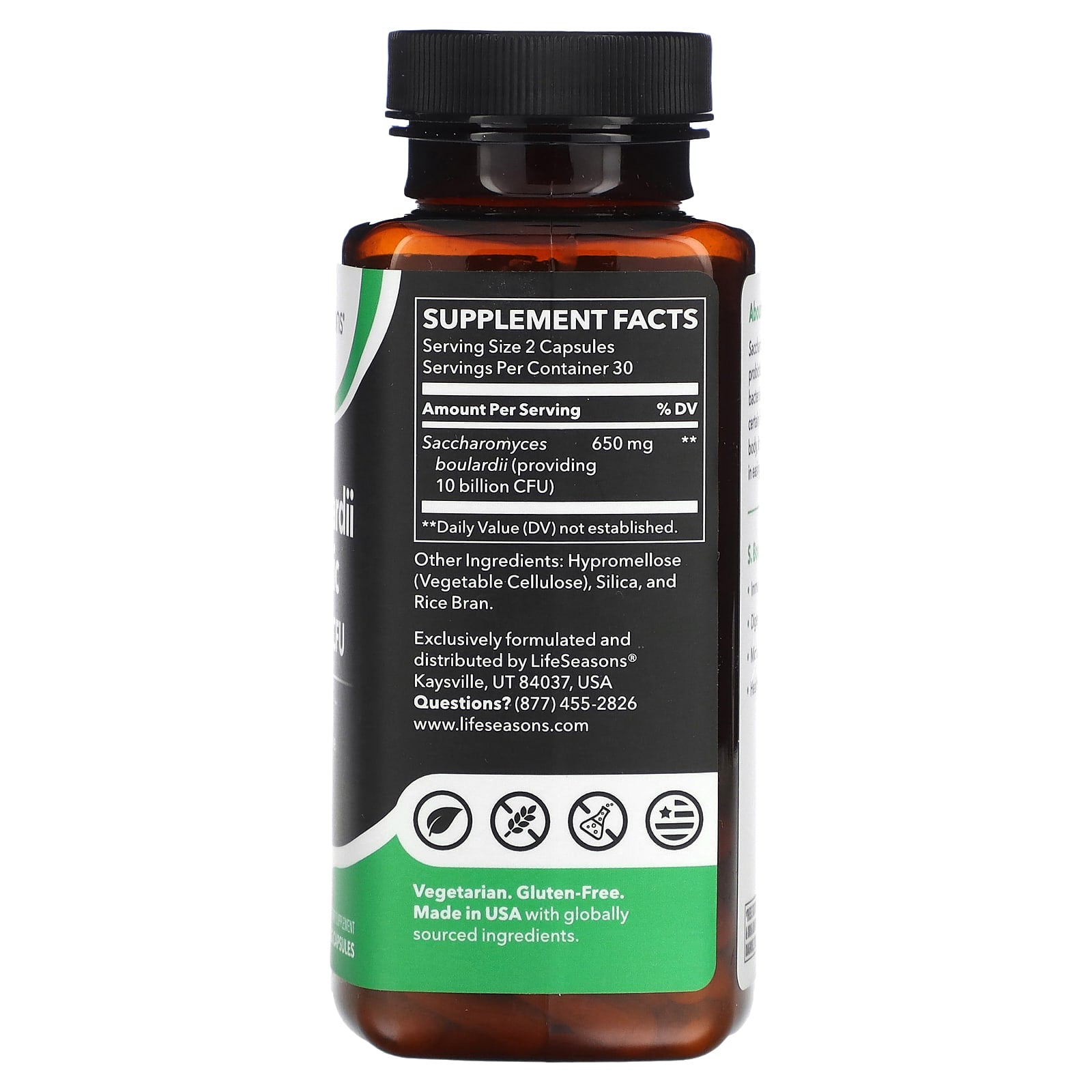 LifeSeasons, S. Boulardii Prodiotic, 60 Veg Capsules (5 Billion CFU per Capsule)