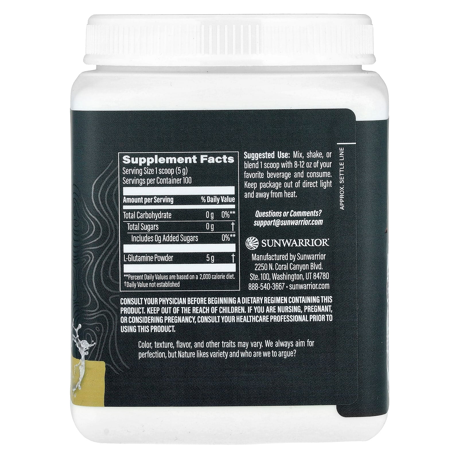 Sunwarrior, Sport, Active Glutamine, Unflavored , 1.1 lbs (500 g)