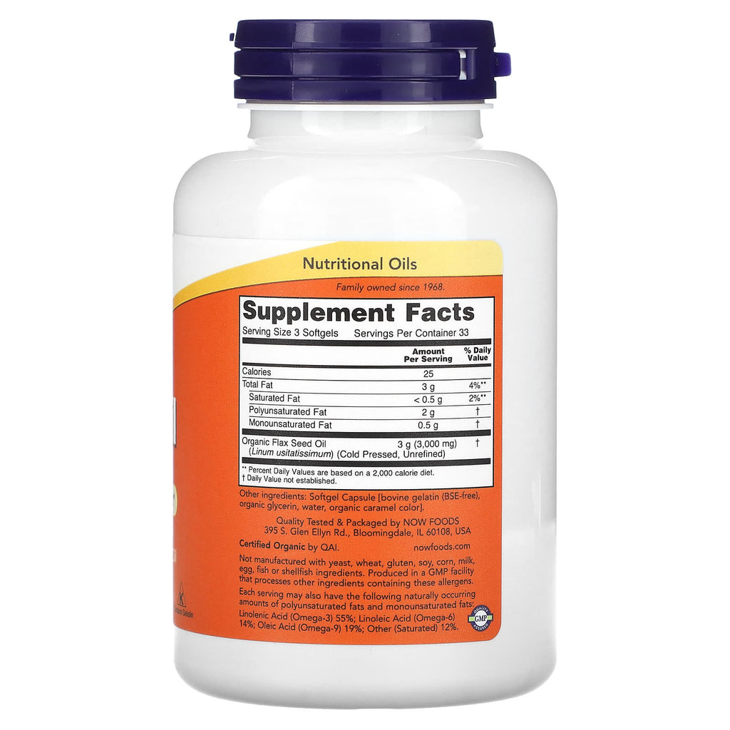 NOW Foods, Flax Oil, 1,000 mg, 100 Softgels