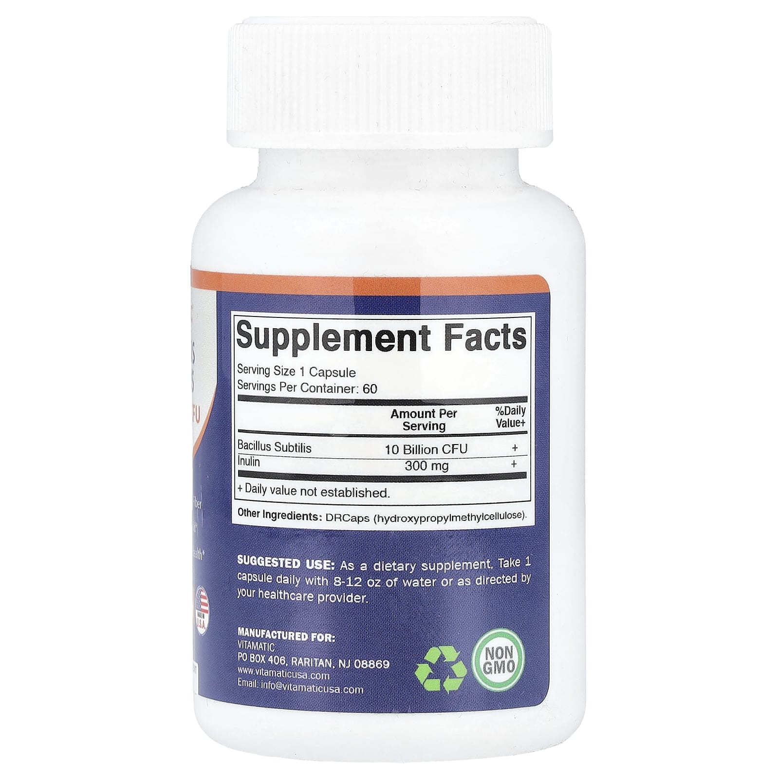 Vitamatic, Bacillus Subtilis, 60 DRcaps® Hypromellose Capsules