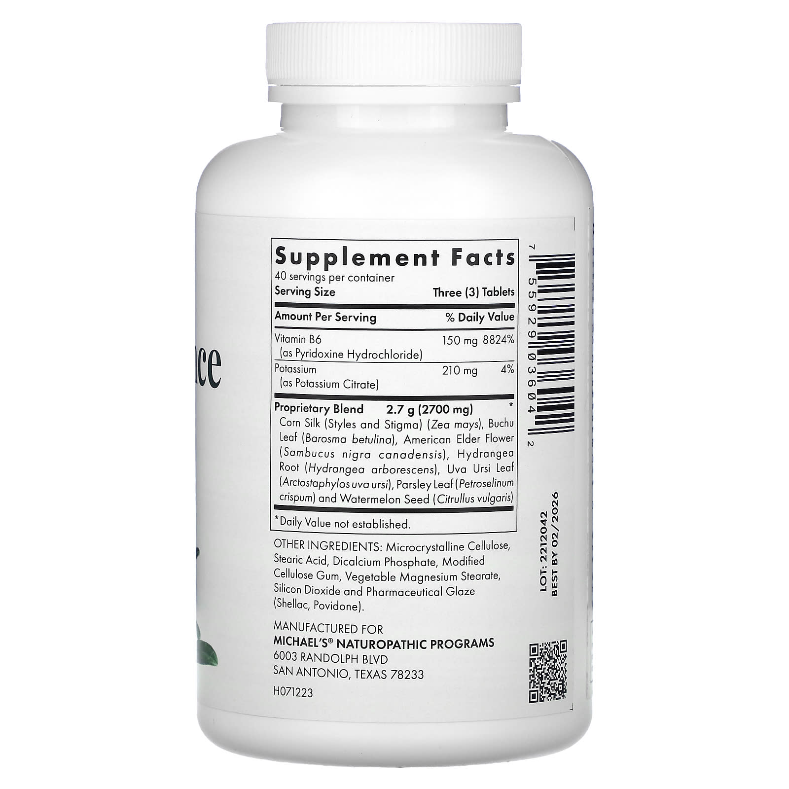 Michael's Health, Water Balance Factors, 120 Vegetarian Tablets