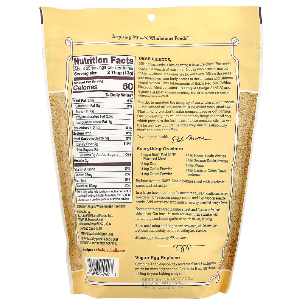 Bob's Red Mill, Organic Golden Flaxseed Meal, 16 oz (453 g)