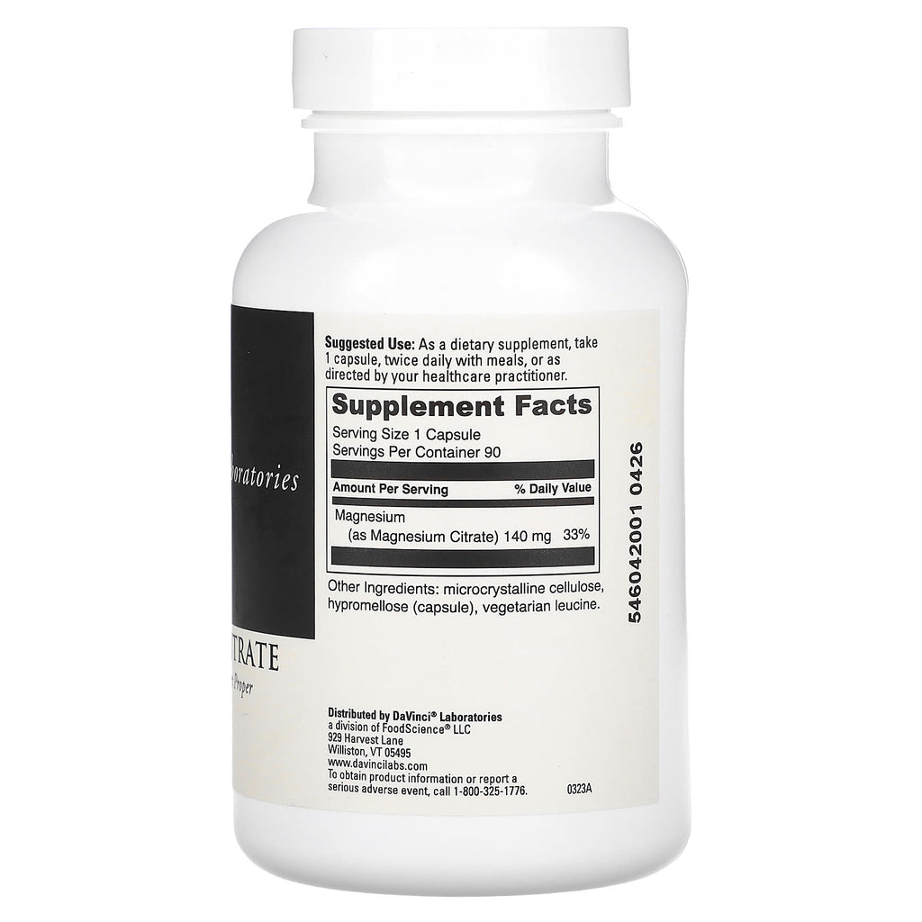DaVinci Laboratories, Magnesium Citrate, 140 mg , 90 Capsules