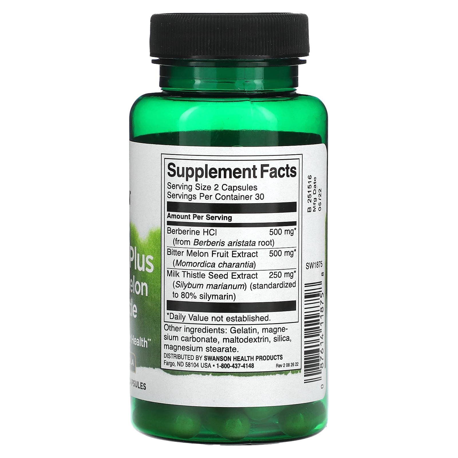 Swanson, Berberine Plus with Bitter Melon & Milk Thistle, 60 Capsules