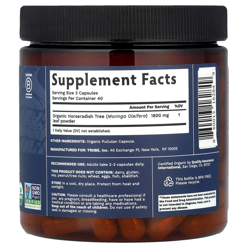 Tribe Organics, Moringa, 120 Capsules (600 mg per Capsule)