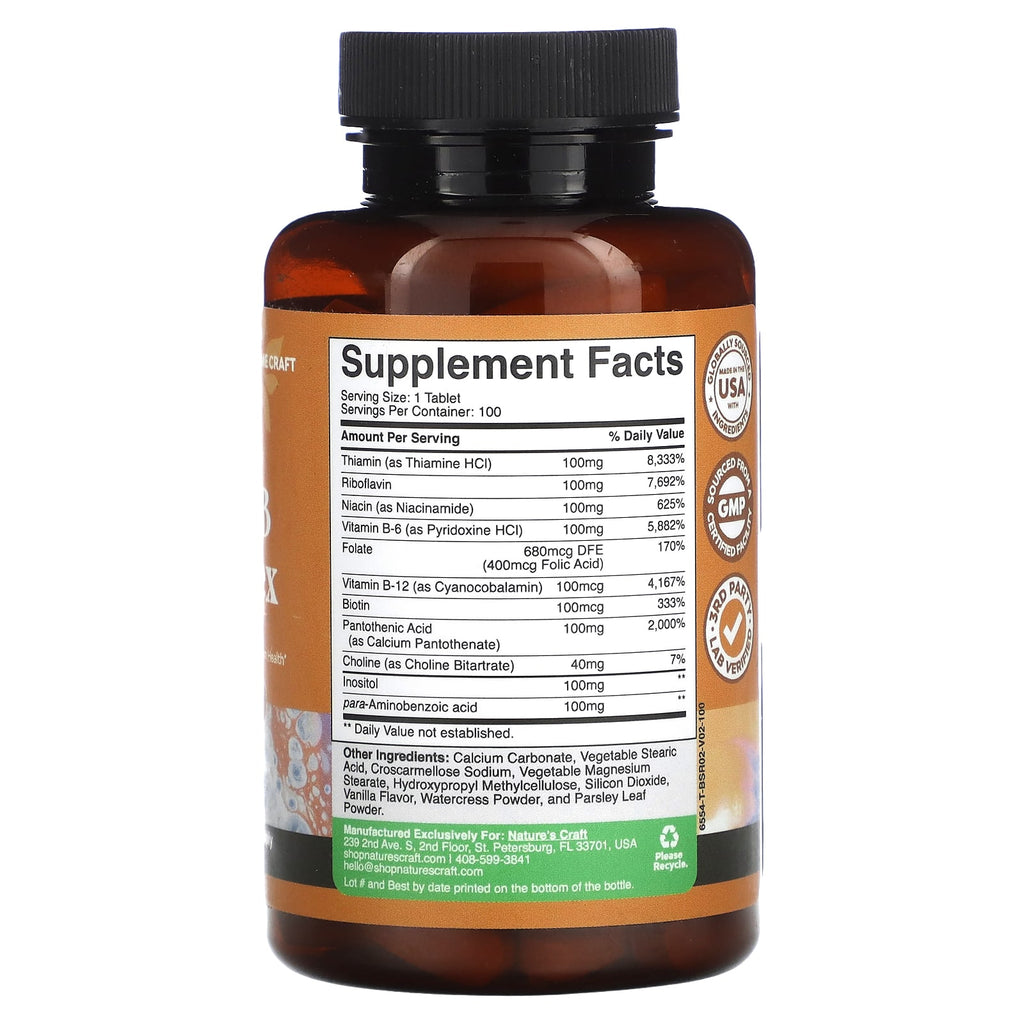 Nature's Craft, Super B Complex, High Strength, 100 Tablets