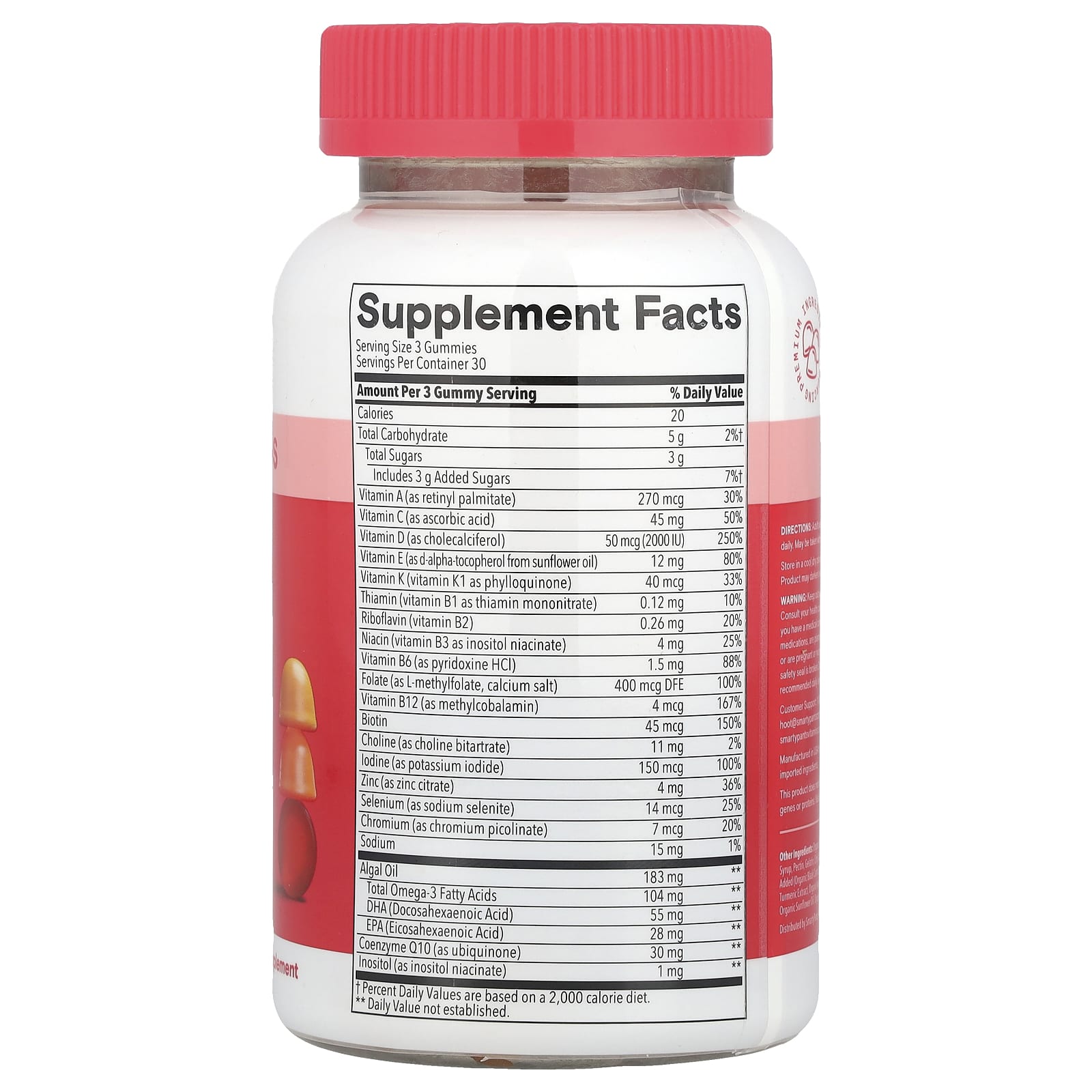 SmartyPants, Women's Plus, Multi & Omegas Gummies, Strawberry, Orange, and Lemon Creme, 90 Gummies