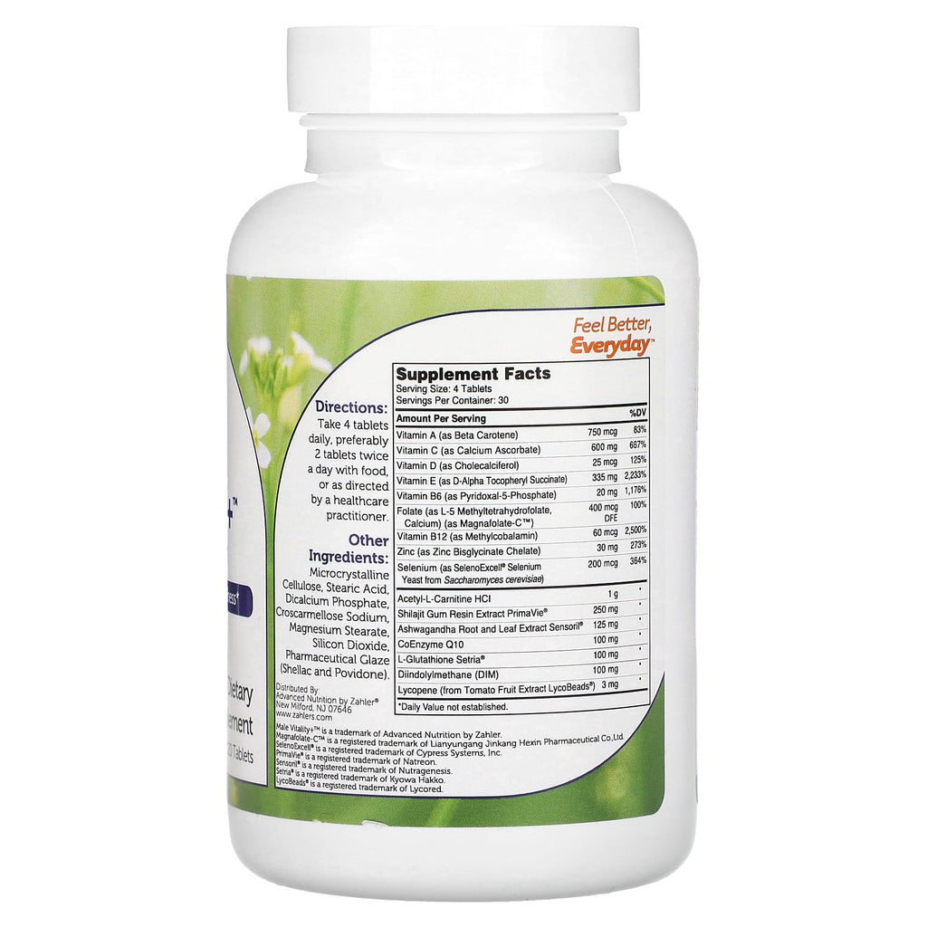 Zahler, Male Vitality +, Supports Male Reproductive Wellness, 120 Tablets