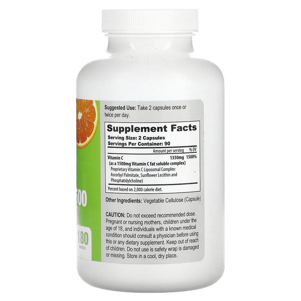 California Natural, Lyposomal Vitamin C Formula 1500, 180 Capsules 