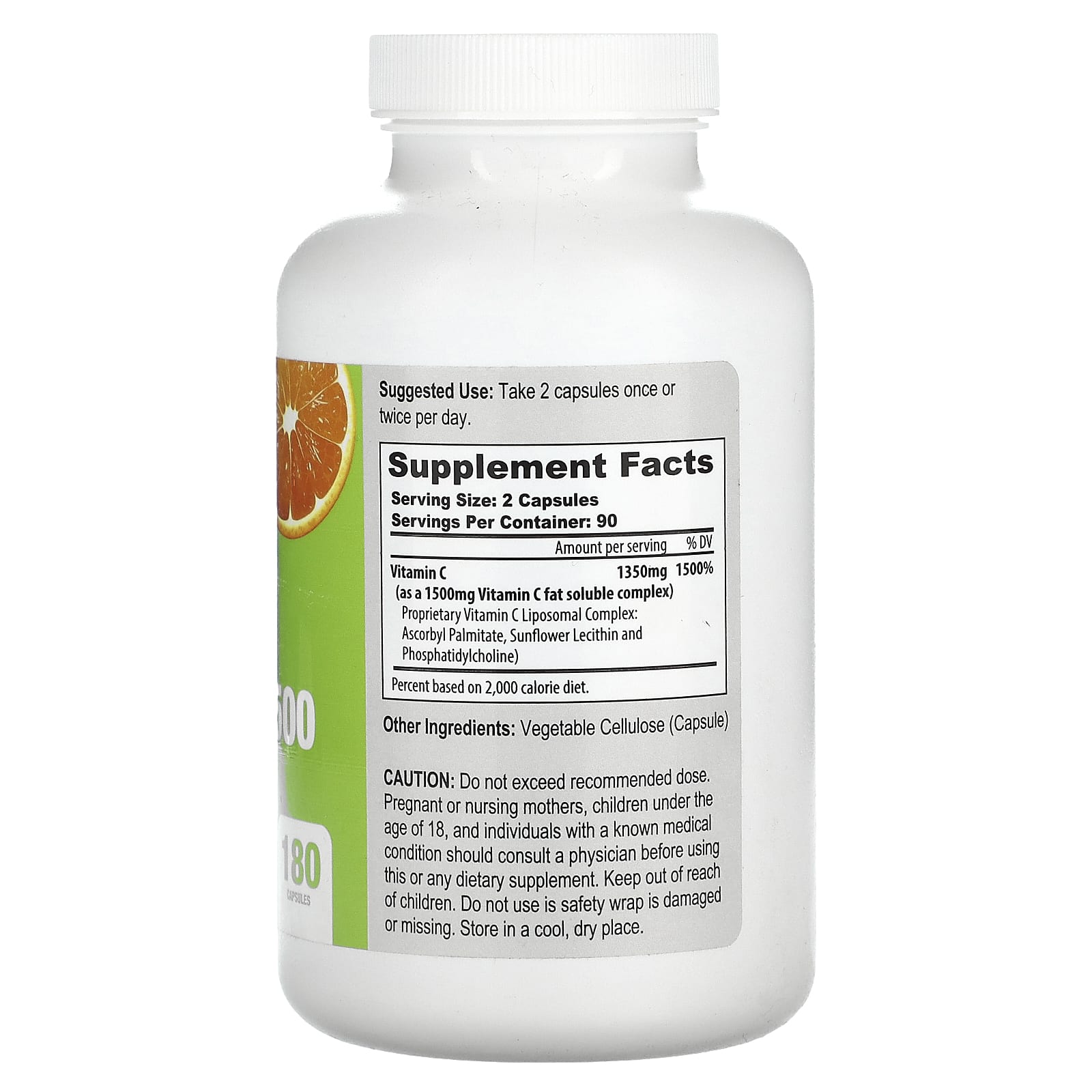 California Natural, Lyposomal Vitamin C Formula 1500, 180 Capsules 