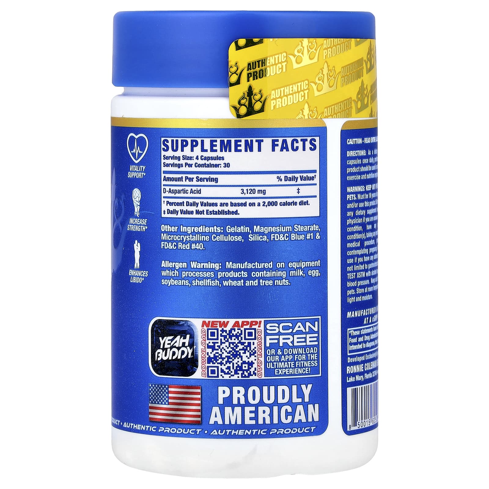 Ronnie Coleman, Vital Edition, Test XS™, 120 Capsules (780 mg per Capsule)