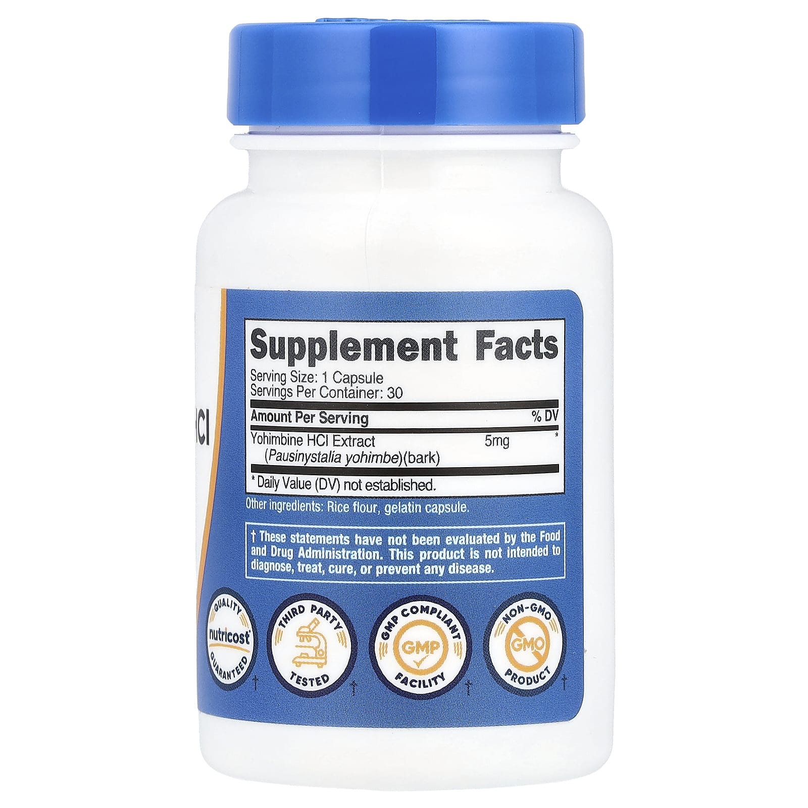Nutricost, Yohimbine HCI, 5 mg, 30 Capsules