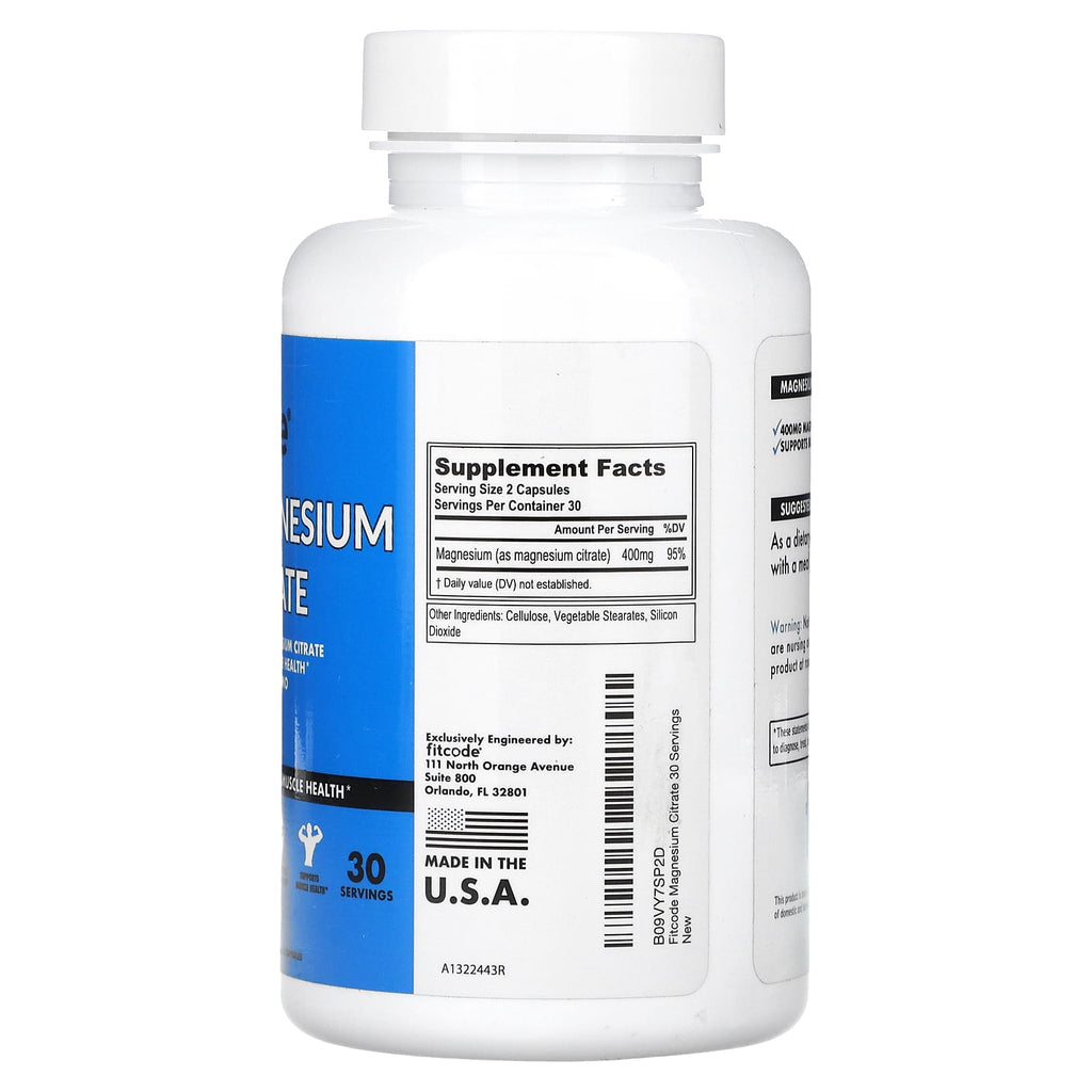fitcode, Magnesium Citrate, 60 Veggie Capsules (200 mg per Capsule)