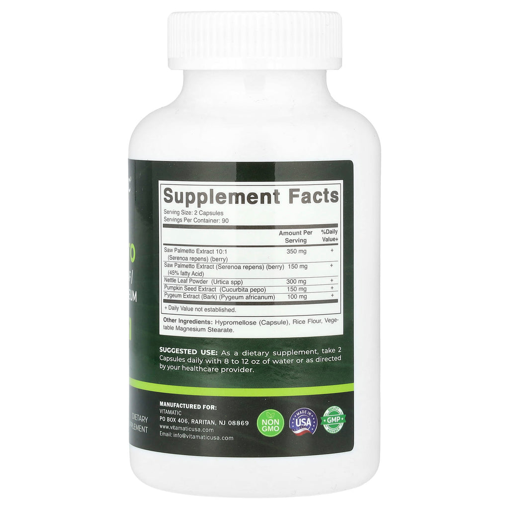 Vitamatic, Saw Palmetto + Nettle Leaf/Pumpkin/Pygeum, 180 Veg Capsules