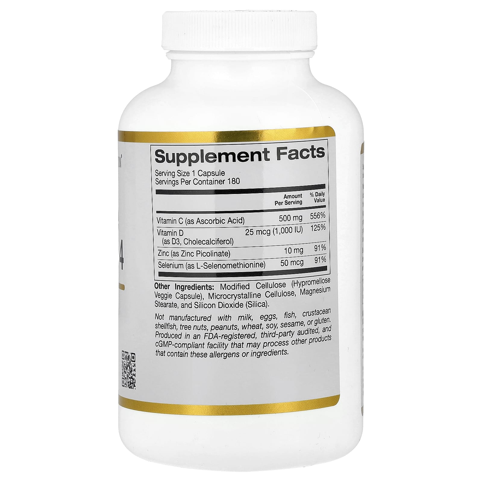 California Gold Nutrition, Immune Complex 4, 180 Veggie Capsules