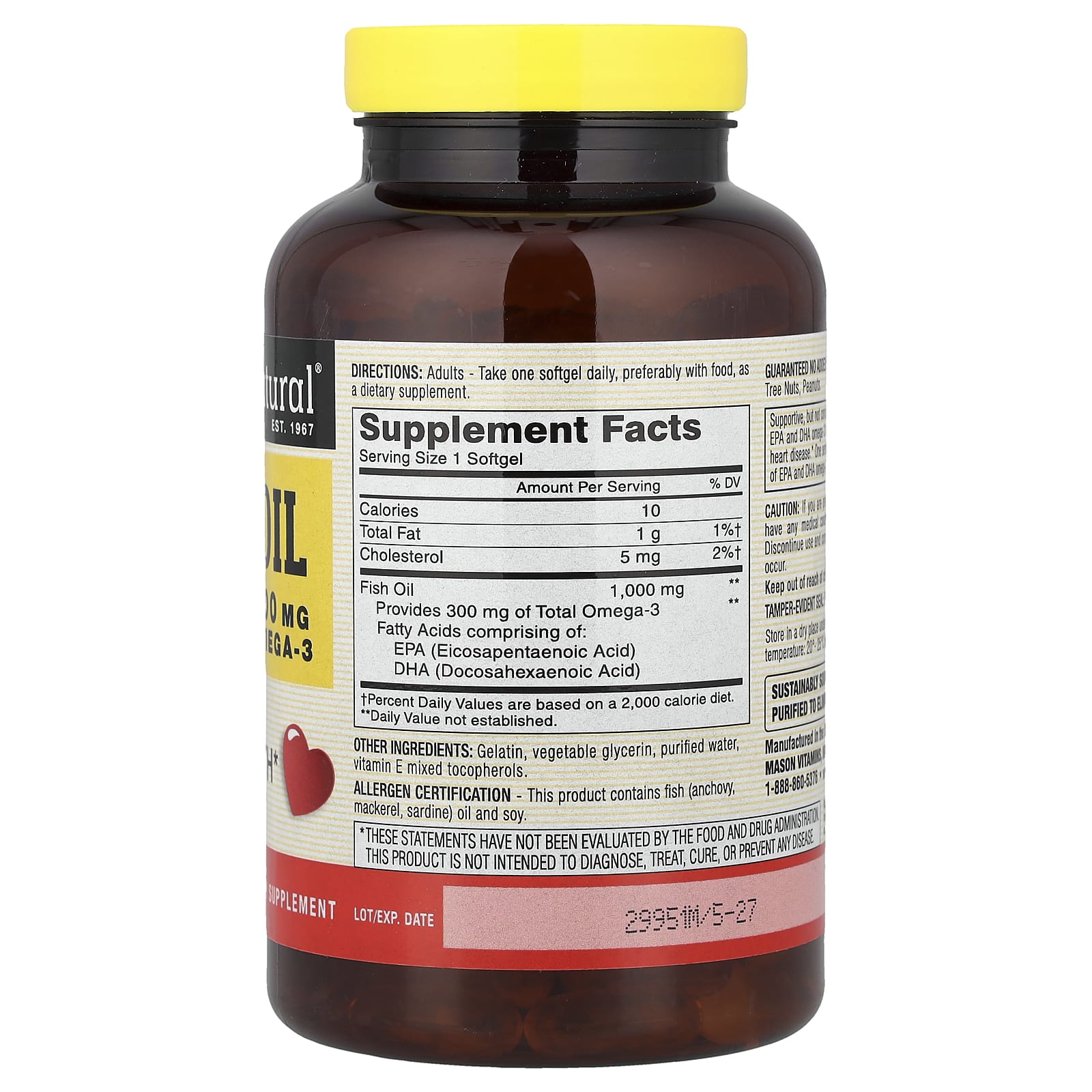 Mason Natural, Fish Oil, 1,000 mg, 200 Softgels