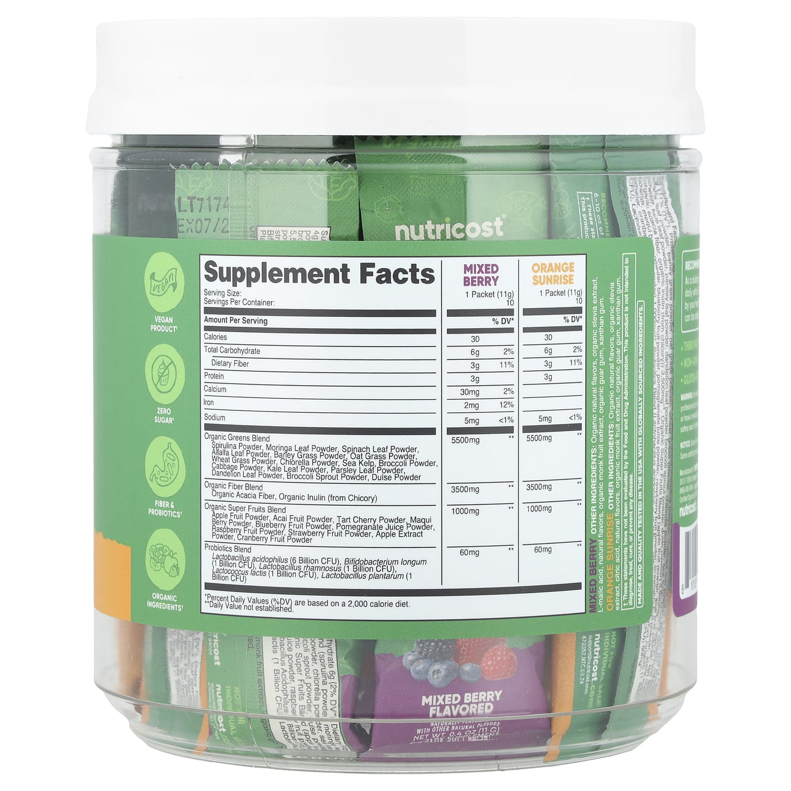 Nutricost, Organic Super Greens, Variety Pack, 20 Packets, 0.4 oz (11 g) Each