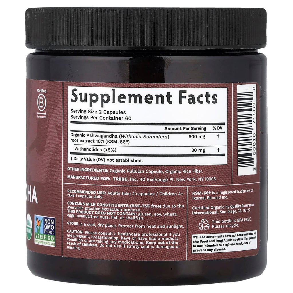 Tribe Organics, Ashwagandha KSM-66®, 120 Capsules (300 mg per Capsule)