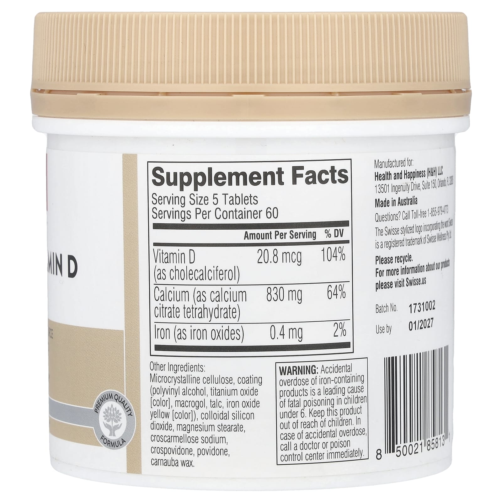 Swisse, Ultiboost®, Calcium + Vitamin D Mini Tabs, 300 Tablets