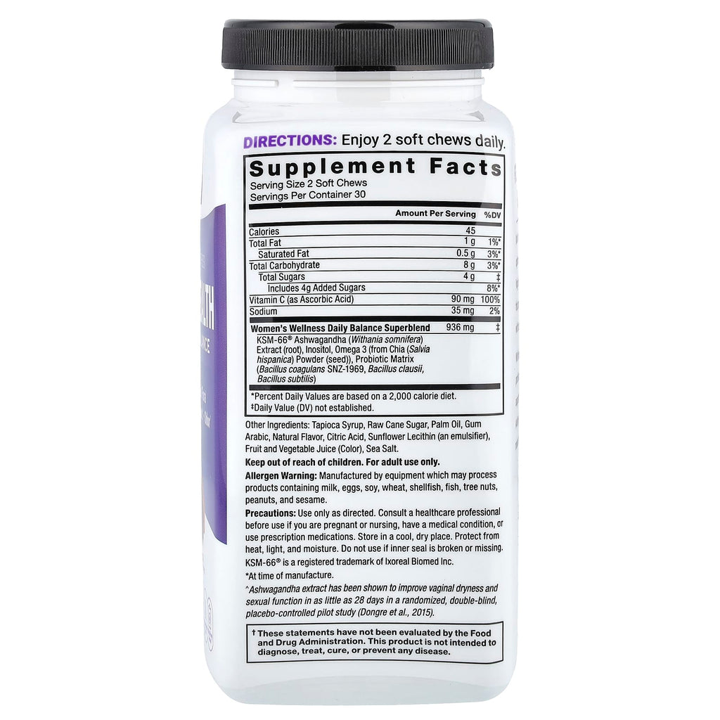Force Factor, Women's Wellness, Vaginal Health + Hormone Balance, Tropical Punch, 60 Soft Chews