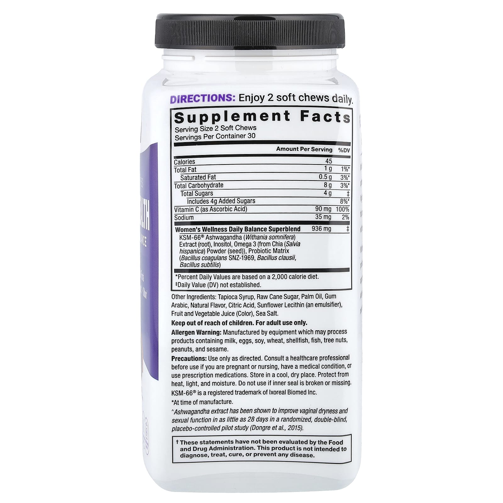 Force Factor, Women's Wellness, Vaginal Health + Hormone Balance, Tropical Punch, 60 Soft Chews
