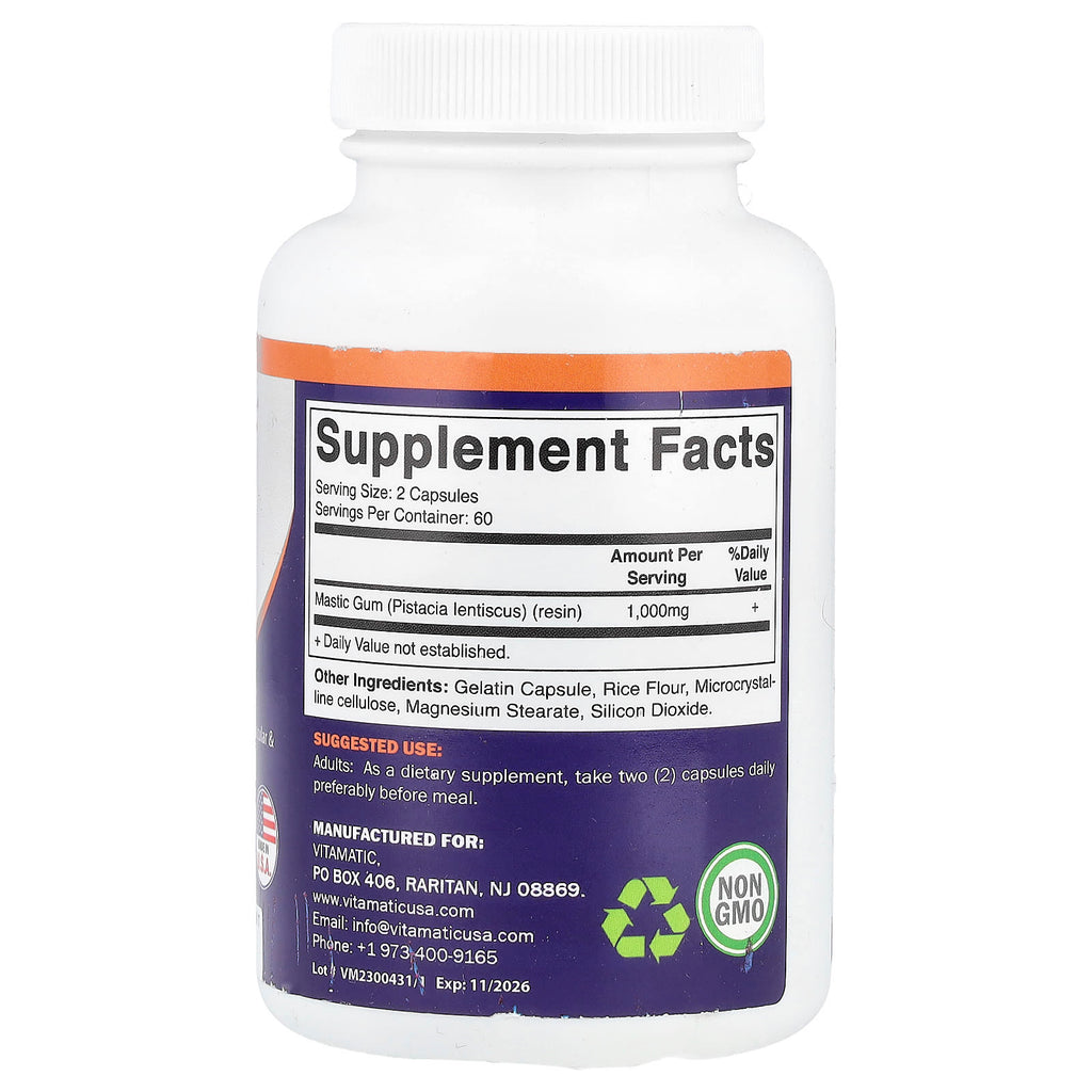Vitamatic, Mastic Gum, 120 Capsules (500 mg per Capsule)