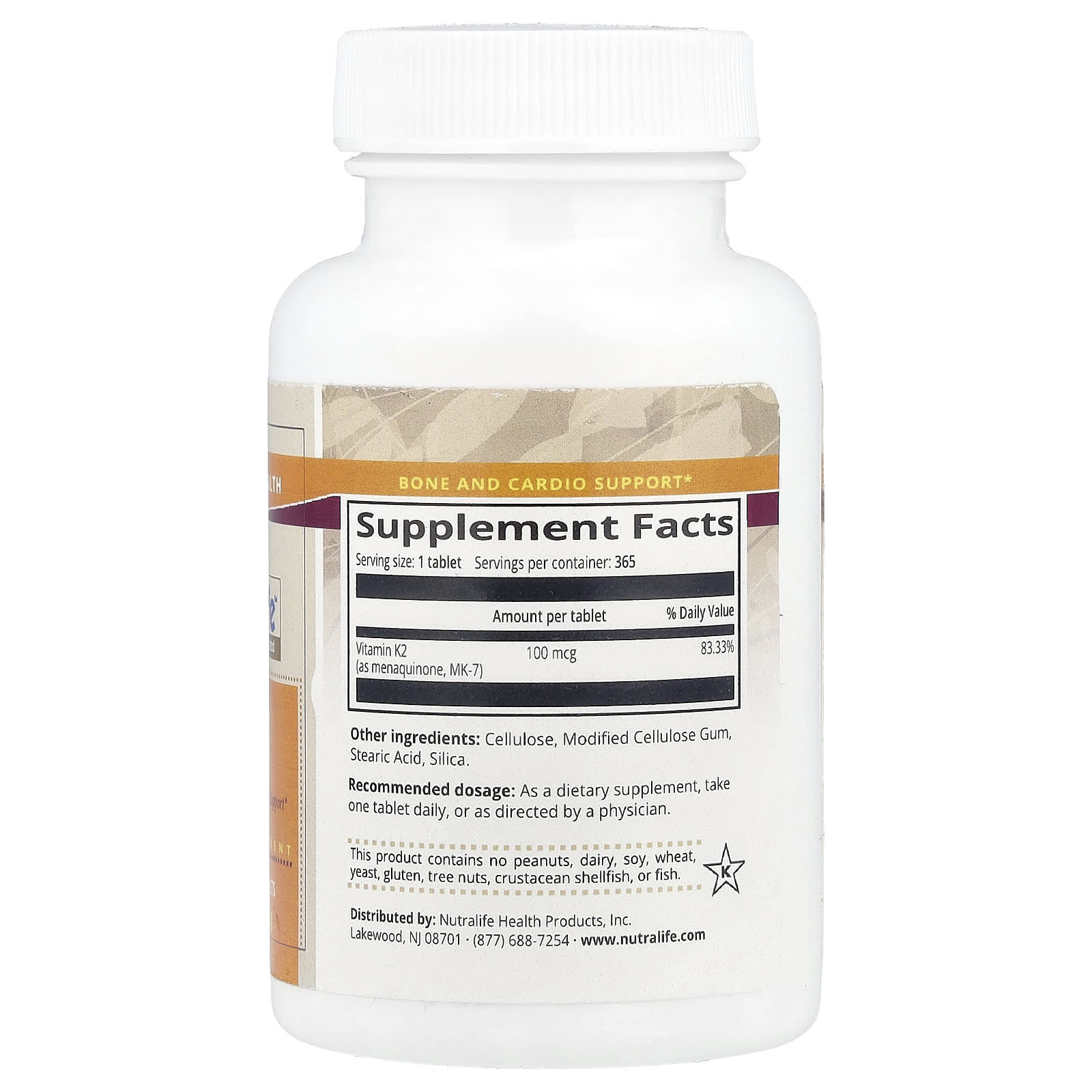 NutraLife, MK7 Vitamin K2, 100 mcg, 365 Tablets