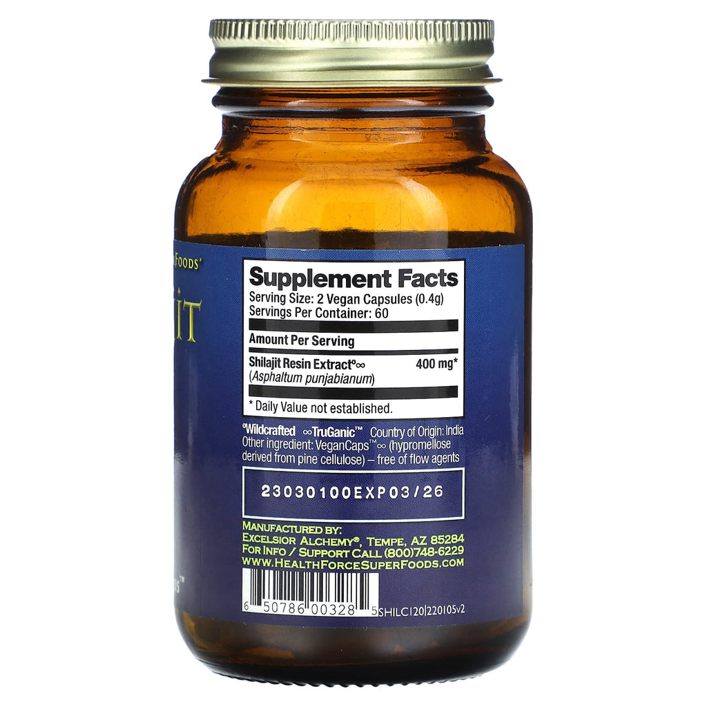 HealthForce Superfoods, Shilajit, 120 Vegan Caps (200 mg per Capsule)