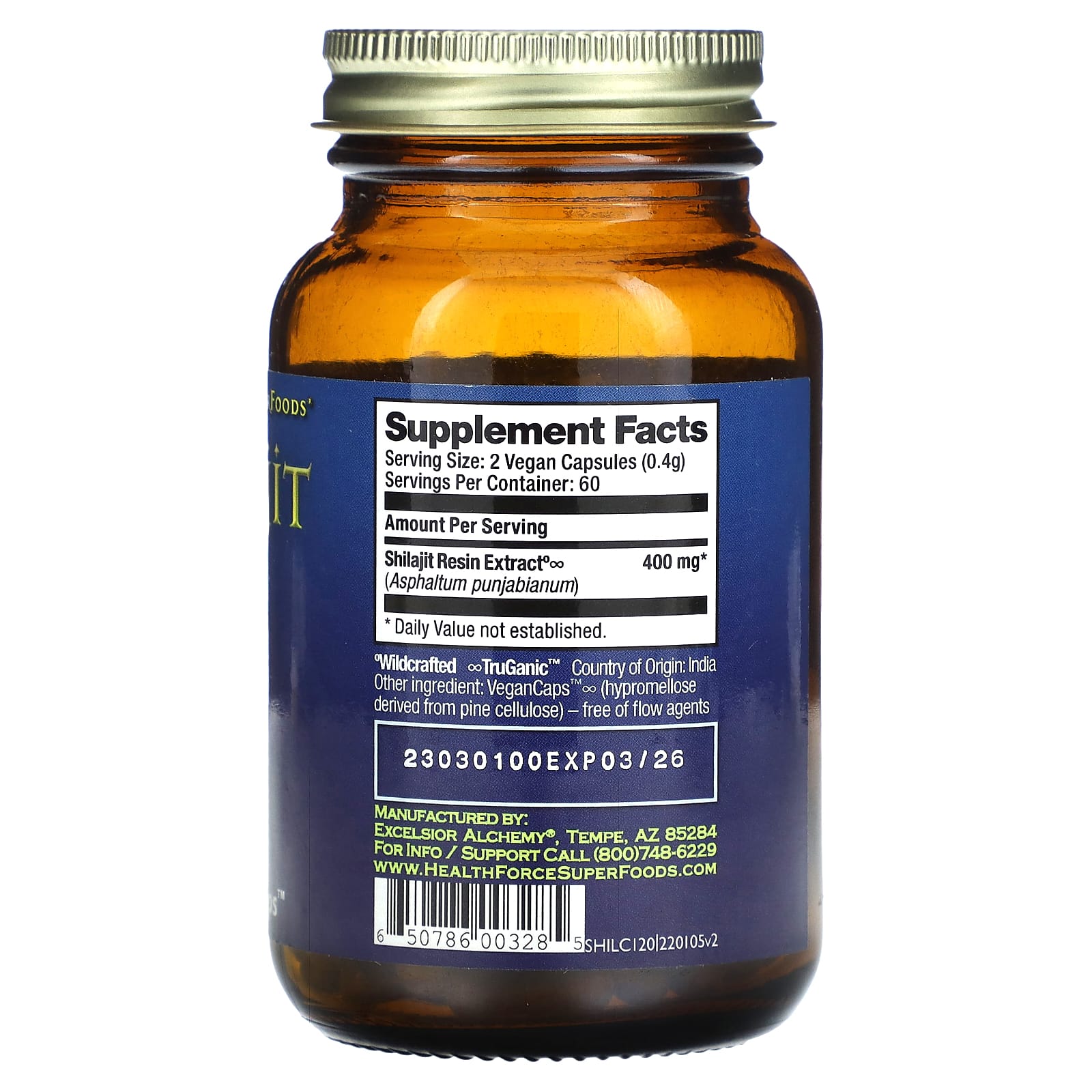 HealthForce Superfoods, Shilajit, 120 Vegan Caps (200 mg per Capsule)