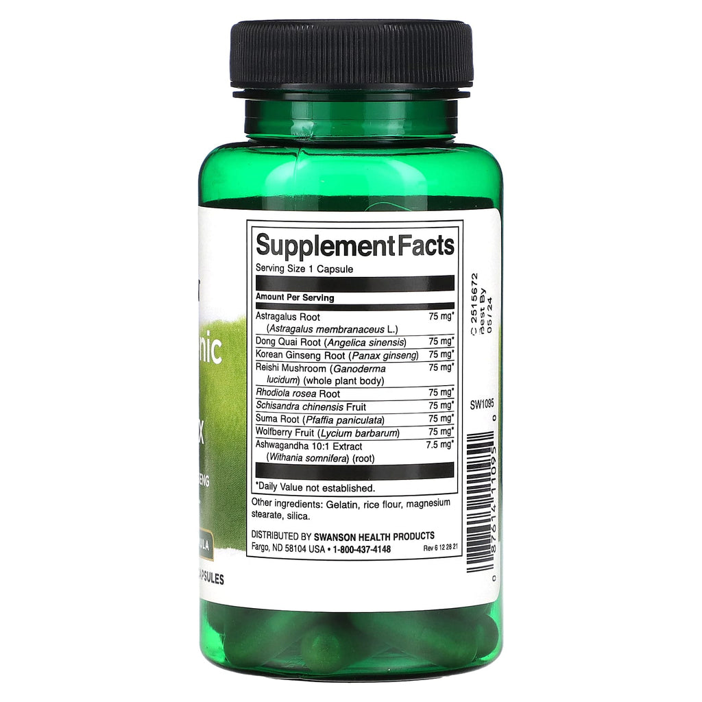 Swanson, Adaptogenic Herbal Complex with Rhodiola, Ashwagandha & Ginseng, 60 Vegan Capsules