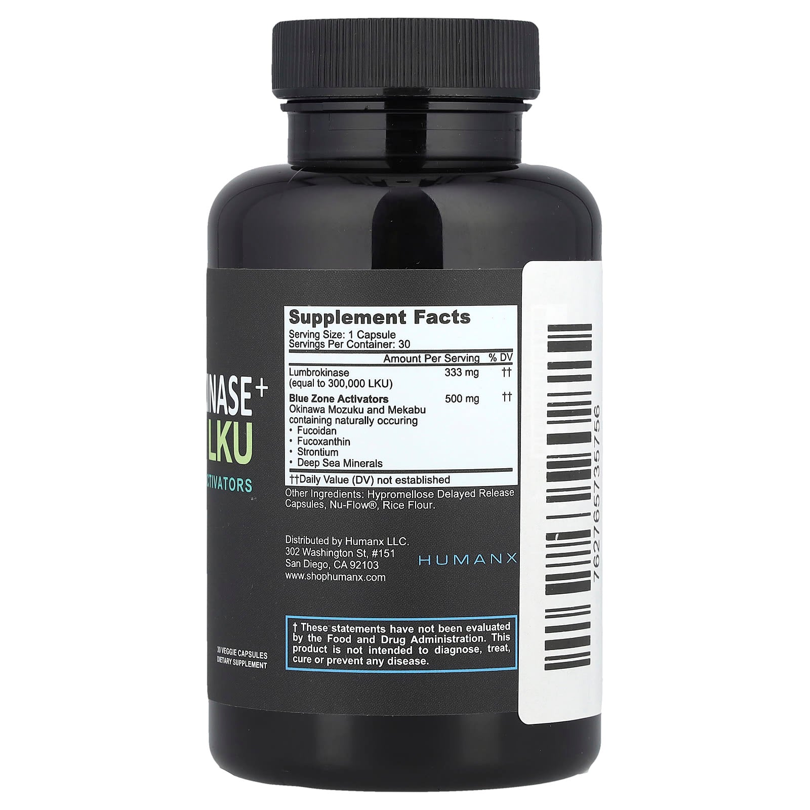 Humanx, Lumbrokinase+ , 30 Veggie Capsules