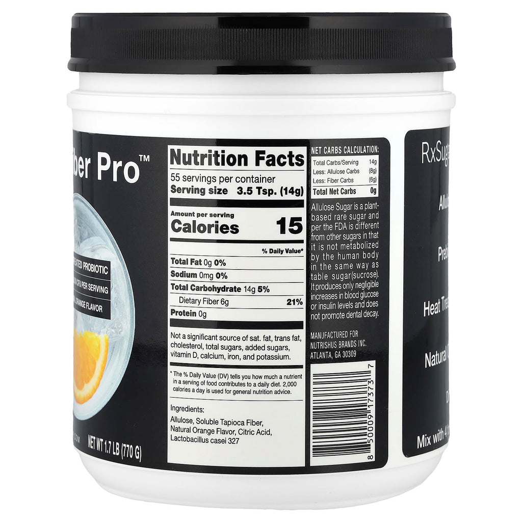 RxSugar, Fiber Pro™, Natural Orange , 1.7 lb (770 g)