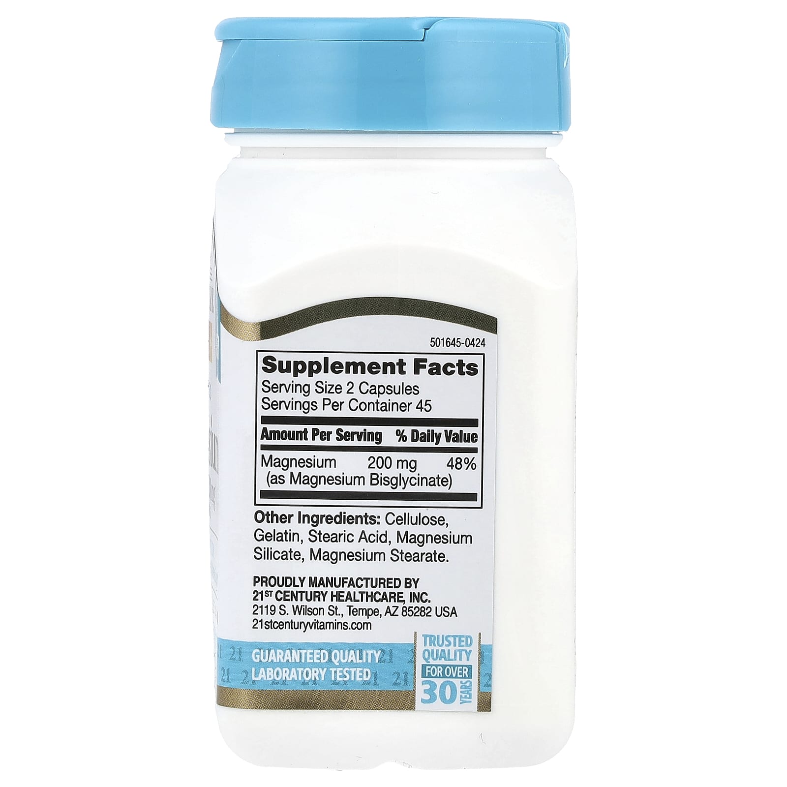 21st Century, Chelated Magnesium Glycinate, 90 Capsules, (100 mg per Capsule)