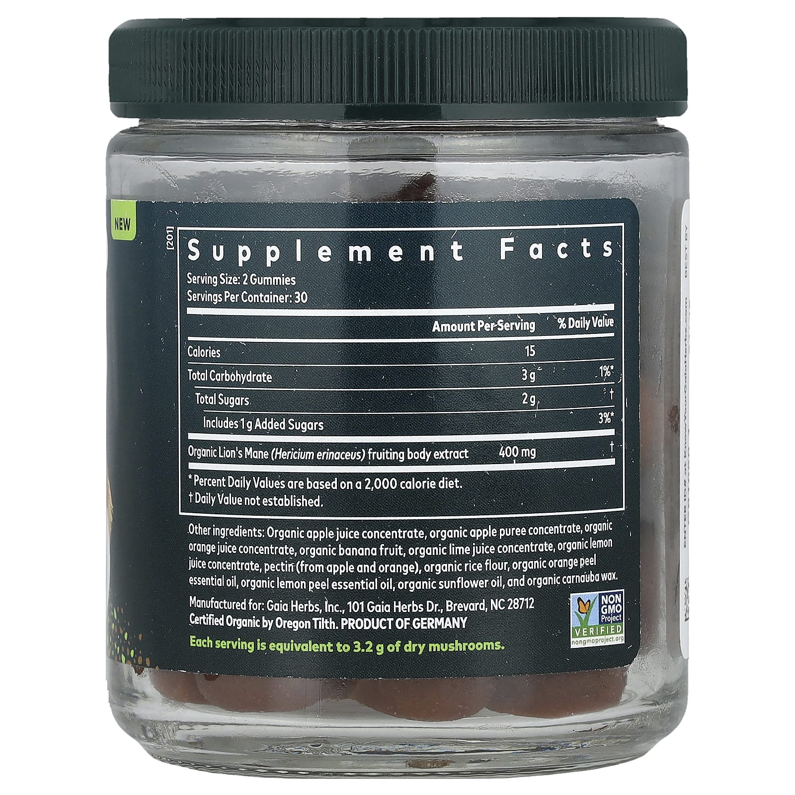 Gaia Herbs, Lion's Mane Mushroom Gummies, Citrus, 60 Gummies