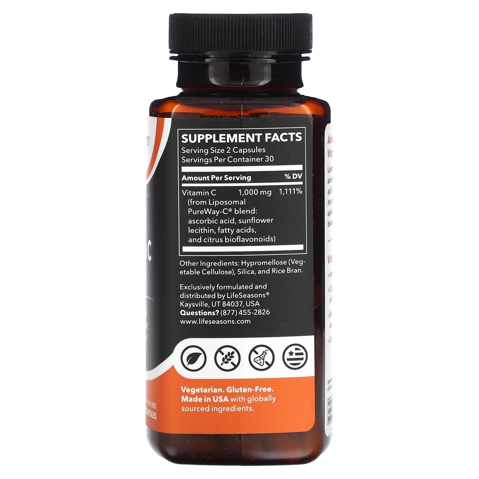 LifeSeasons, Liposomal Vitamin C, 60 Veg Capsules (500 mg per Capsule)
